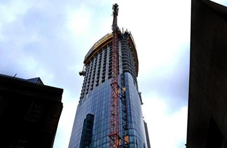 One Dalton is under construction in Boston?s Back Bay neighborhood. The building will be 61 stories tall.
