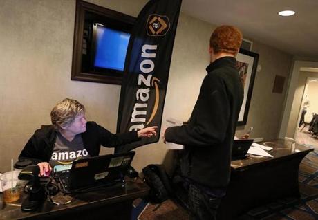 Amazon held a job fair at the Hilton Hotel in Boston in late 2017.
