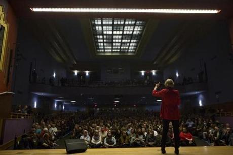 US Senator Elizabeth Warren hosted a town hall Jan. 28 at Malden High School.
