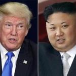 FILE - This combination of the file photos show President Donald Trump, left, on Oct. 25, 2017, in Dallas and North Korean leader Kim Jong Un, right, on April 15, 2017 in Pyongyang. President Trump will visit Japan, South Korea and China before attending regional summits in Vietnam and the Philippines on November. Unlike most of his recent predecessors, Trump will not visit the South Korean side of the Demilitarized Zone that looks out over North Korea. Still, his quarrel with the North?s ruler will dominate the trip. (AP Photo/Evan Vucci, Wong Maye-E, File)