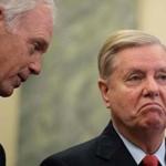Senator Lindsey Graham (right, with Senator Ron Johnson) once warned President Trump that firing special counsel Robert Mueller would be the ?end? of his presidency. More recently, Graham said ?not now? when asked if he wanted his bill to protect Mueller to pass.