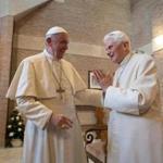 Pope Francis (left) and Pope emeritus Benedict XVI at a meeting in November, 2016. 