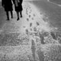 Boston, MA., 03/21/18, Footprints have formed in the salt on the pavement on the Boston Common as a fourth storm approaches Boston this month. Suzanne Kreiter/Globe staff