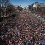 Crowds gathered at the rally in Washington. The crowd was estimated to be 300,000 and at one point filled Pennsylvania Avenue from the White House to the Capitol Building. 