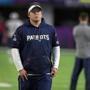 Minneapolis, MN - 2/4/2018 - Patriots offensive coordinator Josh McDaniels is pictured on the field before Super Bowl LII. Nick Caserio is in the backround right. The New England Patriots play the Philadelphia Eagles in Super Bowl LII at US Bank Stadium in Minneapolis on Feb. 4, 2018. (Jim Davis/Globe staff)