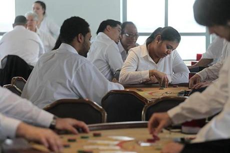 Some skills are not readily available: These students are learning to be blackjack dealers at an MGM-sponsored school. 
