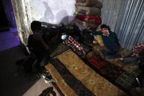 Injured victims of an alleged chemical attack rested in rebel-held Douma, Syria. 
