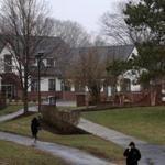 Newton, MA- April 06, 2018: Holbrook Hall at Mount Ida College in Newton, MA on April 06, 2018. Struggling Mount Ida College and the University of Massachusetts have struck a formal agreement for students of the small school to complete their degrees at UMass Dartmouth. Mount Ida will close, and UMass Amherst will acquire its campus as a Boston-area outpost.(Craig F. Walker/Globe Staff) section: metro reporter: