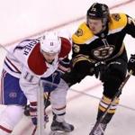 Boston, MA - 3/03/2018 - (1st period) Boston Bruins defenseman Charlie McAvoy (73) checks Montreal Canadiens right wing Brendan Gallagher (11) and then left the ice after hitting the boards first period. The Boston Bruins host the Montreal Canadiens at TD Garden. - (Barry Chin/Globe Staff), Section: Sports, Reporter: Kevin P. Dupont, Topic: 04Canadiens-Bruins, LOID: 8.4.1144442075.