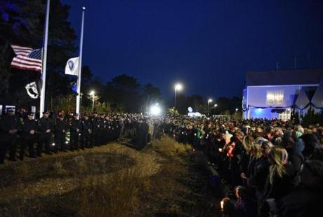 Hundreds gathered for a vigil for fallen police Officer Sean Gannon on Saturday.
