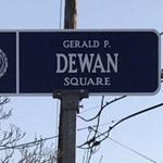 A marker was unveiled Saturday in front of the childhood home of Gerard P. Dewan, a New York City firefighter who died responding to the Sept. 11, 2001, terrorist attacks.