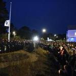 Hundreds gathered for a vigil for fallen police Officer Sean Gannon on Saturday.