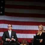 Secretary of the Treasury Steven T. Mnuchin and presidential adviser Ivanka Trump spoke during an event at the Derry Opera House in Derry, N.H.
