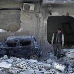 A man viewed the destruction near the site of this month?s alleged chemical weapons attack in the town of Douma, Syria. 