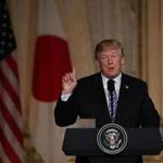 WEST PALM BEACH, FL - APRIL 18: U.S. President Donald Trump speaks at a joint news conference held with Japanese Prime Minister Shinzo Abe (not pictured) at Mar-a-Lago resort on April 18, 2018 in West Palm Beach, Florida. The two leaders are meeting for a multi-day working meeting where they are discussing world events. (Photo by Joe Raedle/Getty Images)