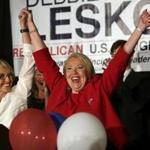 Republican US Congressional candidate Debbie Lesko celebrated her win Tuesday night in Peoria, Ariz. 