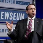 Deputy Attorney General Rod Rosenstein, speaking at a question-and-answer session at the Newseum on Tuesday, chided the lawmakers who have prepared articles of impeachment against him.