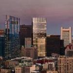 An artist?s rendering shows what the Winthrop Square tower (center) would look like on the city?s skyline.