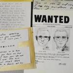 A San Francisco Police Department wanted bulletin and copies of letters sent to the San Francisco Chronicle by a man who called himself Zodiac were displayed Thursday in San Francisco.