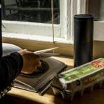 An Amazon Echo on a kitchen counter. Researchers say sound over the radio could send a hidden message and issue a command to such devices. 