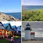 Clockwise (from top left): Acadia National Park in Bar Harbor, Maine; Block Island, R.I.; a Nantucket lighthouse; gingerbread cottages on Martha?s Vineyard.
