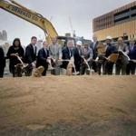 Omni Hotels officials, Mayor Martin Walsh, Governor Charlie Baker, and other dignitaries met to ceremonially break ground on the Omni hotel project across the street from the convention center in the Seaport District. 