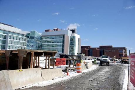 Construction at UMass Boston in a 2017 file photo.
