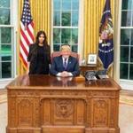 President Trump tweeted a picture of himself and Kim Kardashian West in the Oval Office on Wednesday.