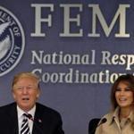 President Donald Trump and First Lady Melania Trump visited the Federal Emergency Management Agency in Washington on Wednesday.