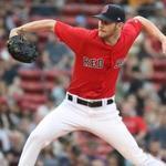 Boston MA 6/8/18 Boston Red Sox starting pitcher Chris Sale delivers a pitch to the Chicago White Sox during first inning action at Fenway Park. (photo by Matthew J. Lee/Globe staff) topic: 03schtrack reporter: 