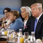 President Trump listened Saturday during a session at the G-7 summit. Trump?s Twitter comments after the summit threatened to escalate an ongoing trade war.