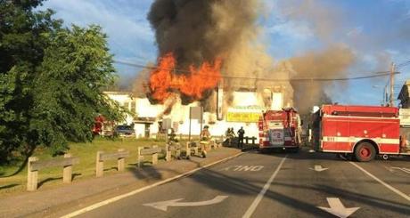 A Chinese restaurant in Salem, N.H., collapsed Wednesday morning after a three-alarm fire broke out. 
