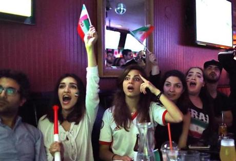 Dozens of Iranian soccer fans squeezed into Phoenix Landing in Cambridge to watch their country take on Morocco in the World Cup on Friday.
