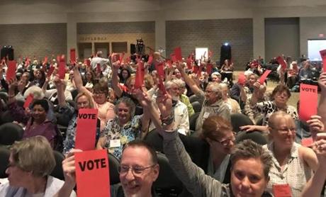 Delegates representing United Church of Christ congregations in Massachusetts voted to join with sister churches in Rhode Island and Connecticut in the effort.
