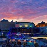 Twilight at Place des Arts in Montreal.