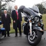 President Donald Trump greeted Harley-Davidson executives last year.