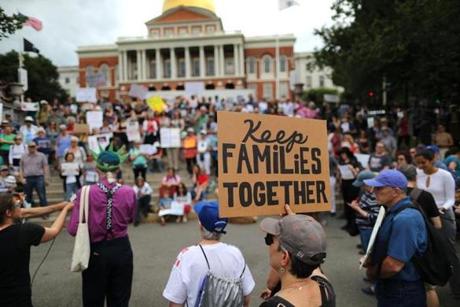 A rally against family separation on the US border was held across from the state house earlier this month.
