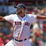 Boston, MA: 5-30-18: Red Soxd starting pitcher Eduardo Rodriguez fires a first inning pitch. The Boston Red Sox hosted the Toronto Blue Jays in an MLB baseball game at Fenway Park. (Jim Davis/Globe Staff)