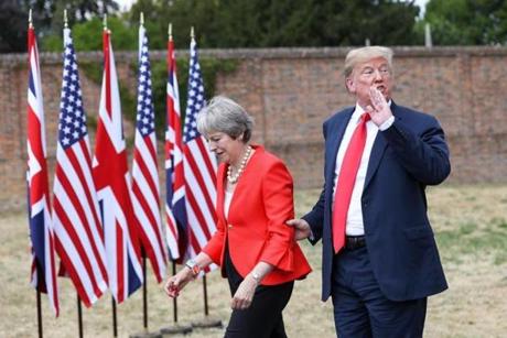 During a press conference Friday afternoon, President Trump denied criticizing British Prime Minister Theresa May and suggested that the newspaper had left out his praise of the British prime minister. 
