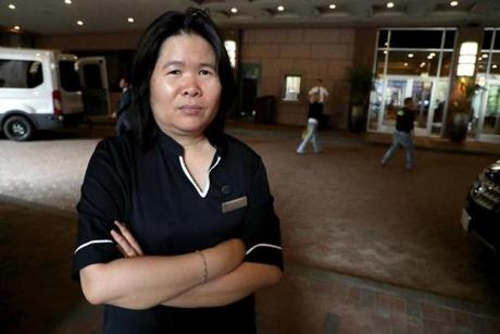 Ye Qing Wei, a housekeeper at Sheraton Boston, has seen her schedule disrupted by green programs that encourage people to opt out of housekeeping service in exchange for points and meal coupons. 
