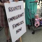 Protesters rallied against the separation of immigrant families in Bridgeport on July 11. 