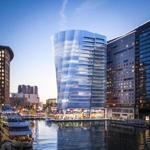 A rendering of the 150 Seaport building on the waterfront.