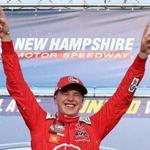 Christopher Bell, winner of Saturday?s NASCAR Xfinity Series race at New Hampshire Motor Speedway, celebrates his third series victory of the season.