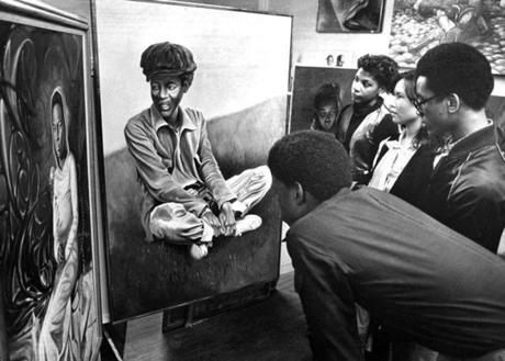 Students visited Northeastern University's newly opened African-American Master Artists-in-Residency Program studio complex in 1978.
