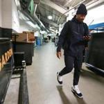 Boston, MA 1-3-18: Isaiah Thomas heads for the visitors locker room after arriving on the team bus. The Cleveland Cavaliers visited the Boston Celtics in a regular season NBA basketball game at TD Garden. (Jim Davis/Globe Staff)
