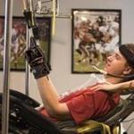 Hoover, Al.--July 2, 2018-- Stan Grossfeld/Globe Staff---Ben Abercrombie, the Harvard football player who was paralyzed in his first game as a freshman last September undergoes rehab at his house with Chelsea Henderson, a personal trainer. 