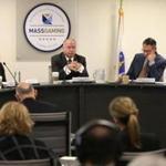 A meeting of the Massachusetts Gaming Commission in April. 