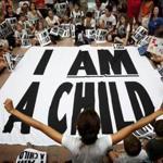 WASHINGTON, DC - JULY 26: Protesters and their children participate in a sit-in in the Hart Senate Office Building to mark the court-ordered deadline for the Trump Administration to reunify thousands of families separated at the border July 26, 2018 in Washington, DC. Members of the The groups protesting, the Families Belong Together Coalition and the National Domestic Workers Alliance and children and families, protested 