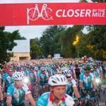 Cyclists made their way through the gate at the start of the 2018 Pan-Mass Challenge in Sturbridge on Saturday.