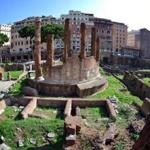 This picture shows a general view on October 11, 2012 downtown Rome of the Largo di Torre Argentina, the exact spot among ancient ruins where Roman general Julius Caesar was assassinated on March 15, 44 BC. 